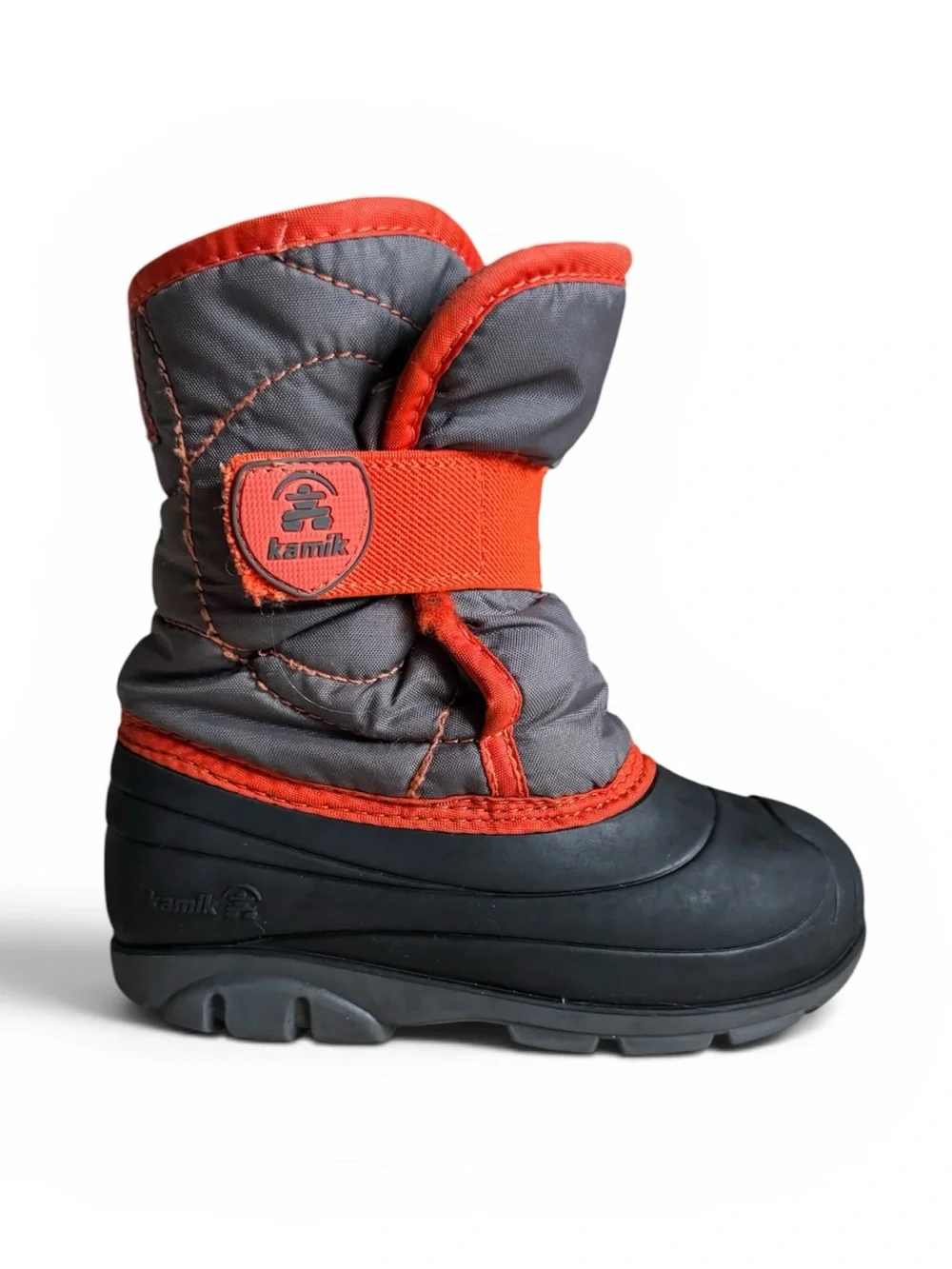 Kamik Kids Insulated Waterproof Winter Snow Boots Gray Orange Boys Size 10